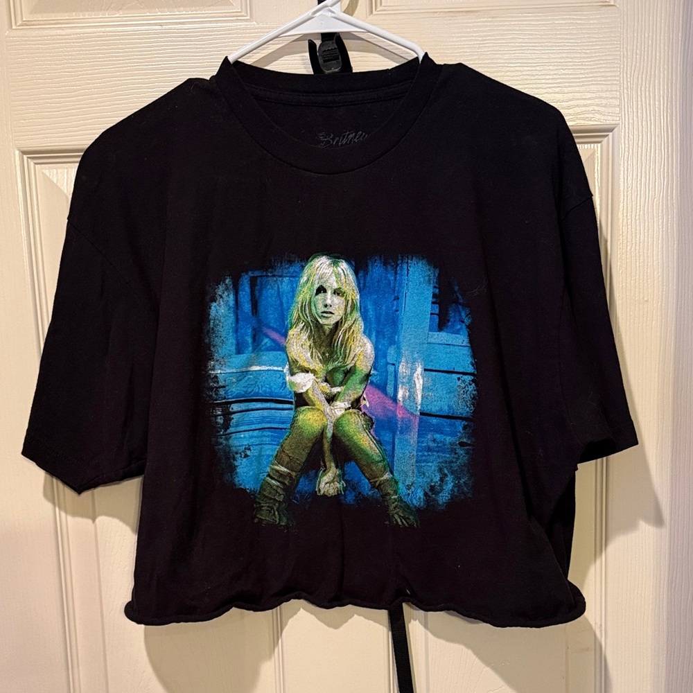 Black Graphic Tee with Blue and Green Design